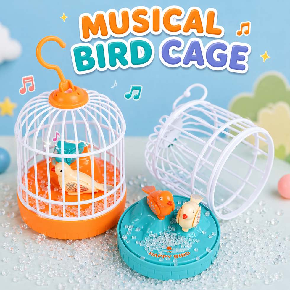 Interactive Singing Bird Cage Toy with Light & Sound Effects for Kids