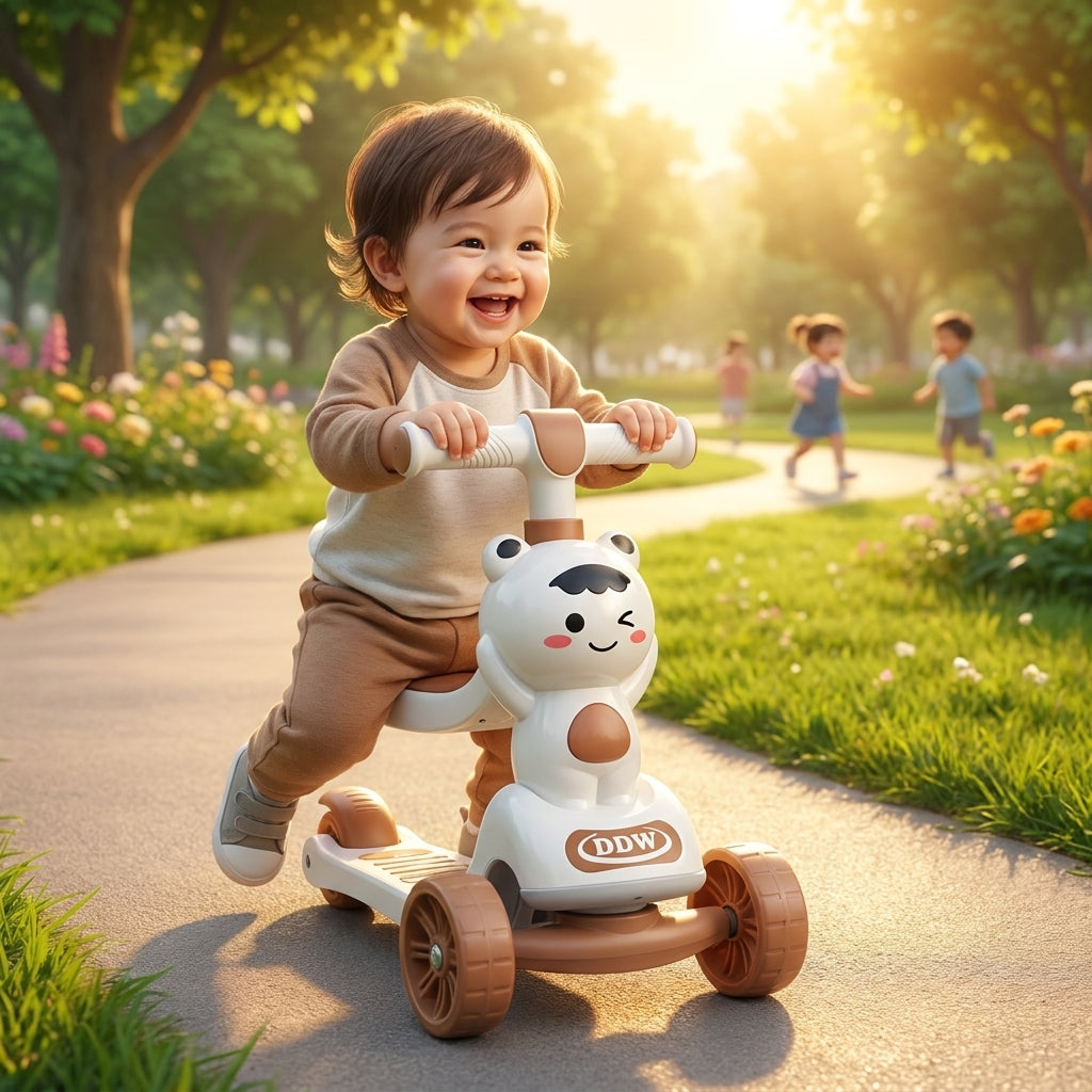 π΄ SunnyBee Kids Kick Scooty β Yellow Brown Fun Ride Scooter
