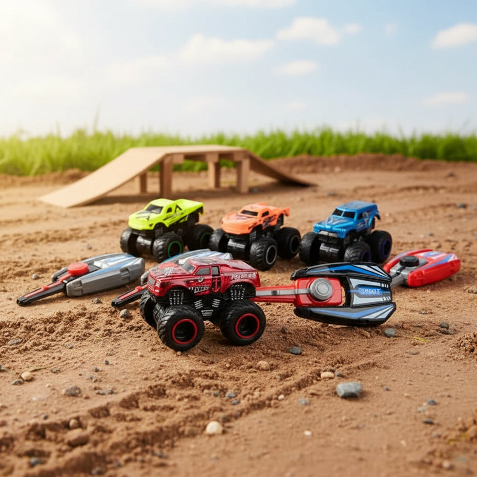 4 PCS HotWheel Monster Jeep Set with Speed Launche
