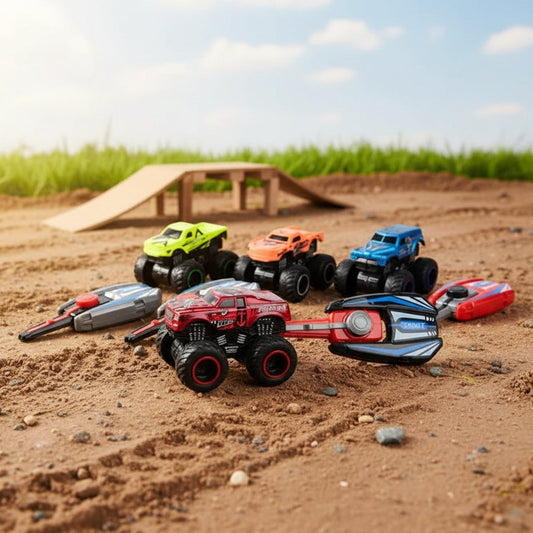 4 PCS HotWheel Monster Jeep Set with Speed Launche