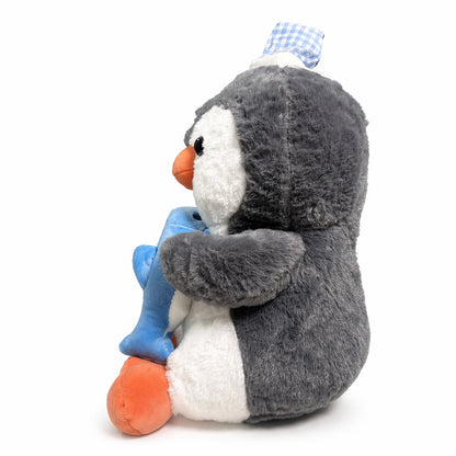 Adorable Stuffed Penguin with Fish in Hand