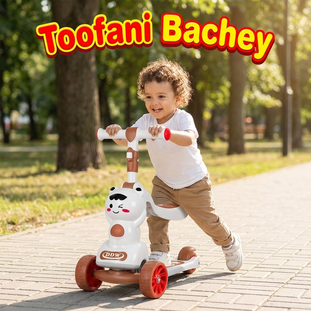 🛴 SunnyBee Kids Kick Scooty – Yellow Brown Fun Ride Scooter