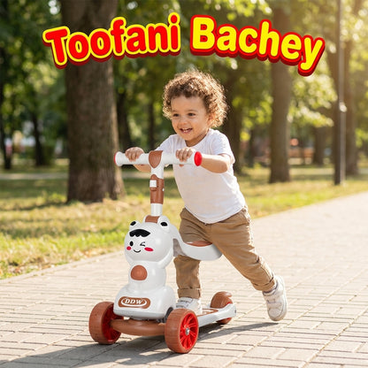 🛴 SunnyBee Kids Kick Scooty – Yellow Brown Fun Ride Scooter