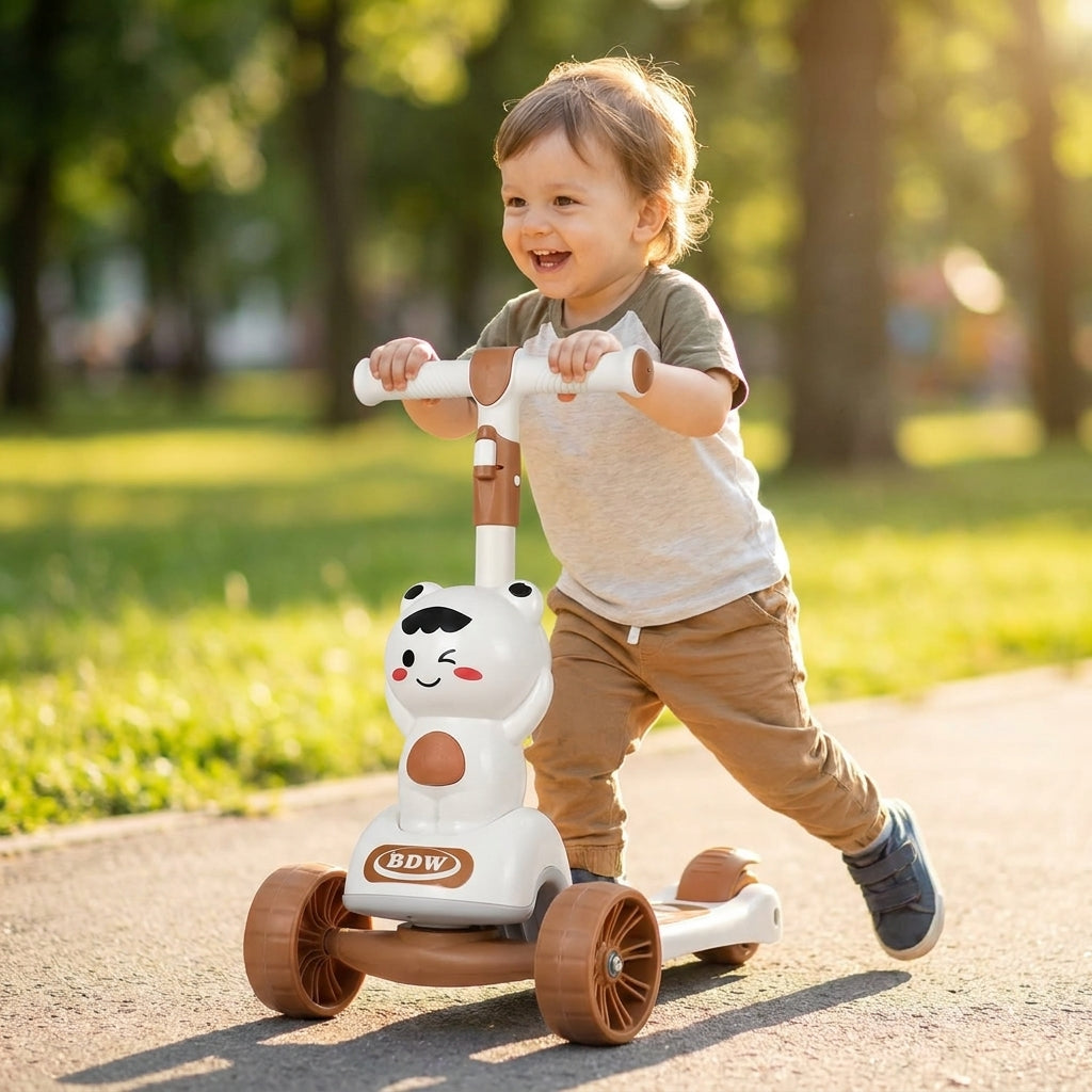 🛴 SunnyBee Kids Kick Scooty – Yellow Brown Fun Ride Scooter