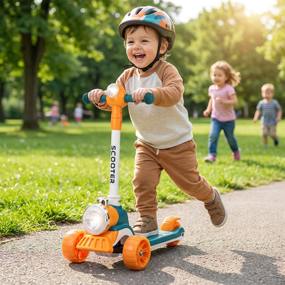🛴 GoldenZip Kids Scooty – Bright Yellow Fun Ride Scooter