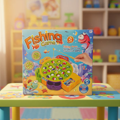 Rotating Fishing Game Toy 24 Fish Set with Music for Kids